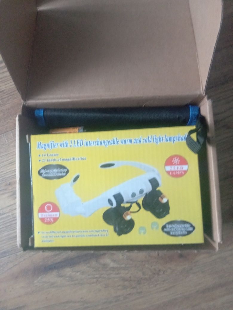 Lightswim Lupa z opaską na czoło, lupa z 2 diodami LED, wymienny obiek