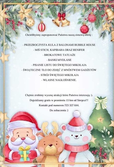 Dmuchany domek miś stich renifer bubble house atrakcje dla dzieci