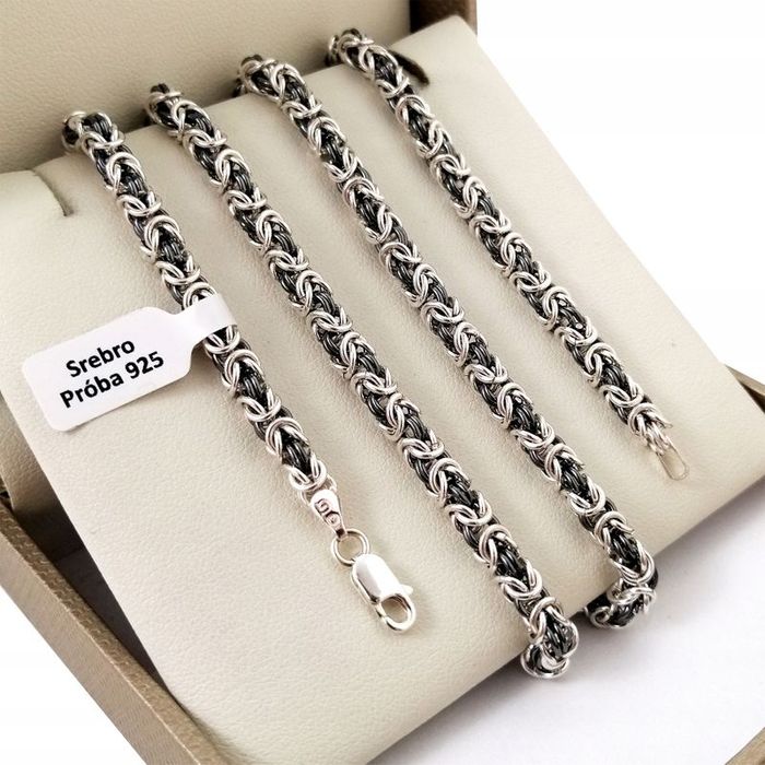 Męska Biżuteria Srebrna / Królewski Łańcuszek Próby 925 + Dedykacja 55