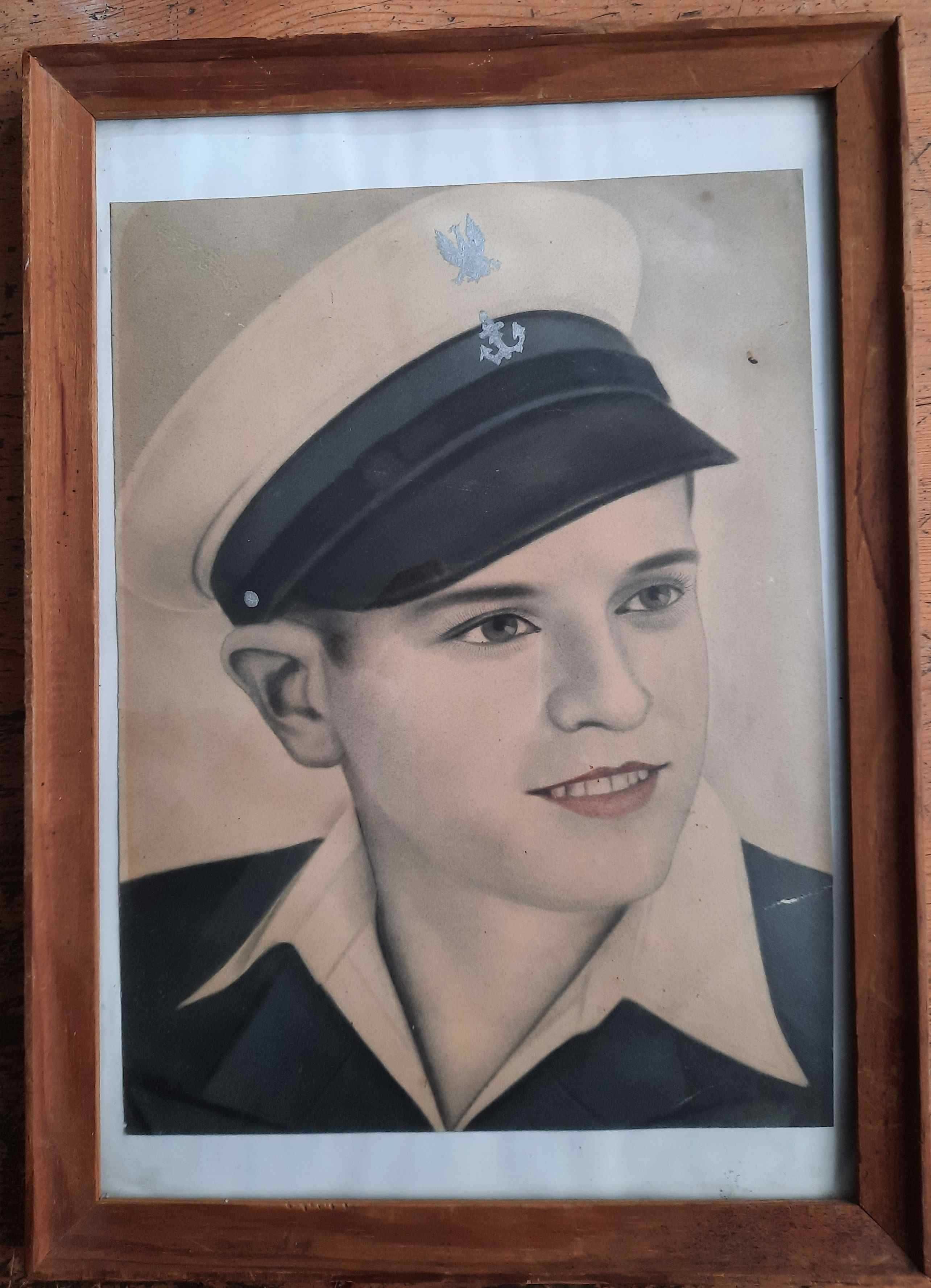 Uczeń Szkoły Morskiej Portret Stara Akwarela