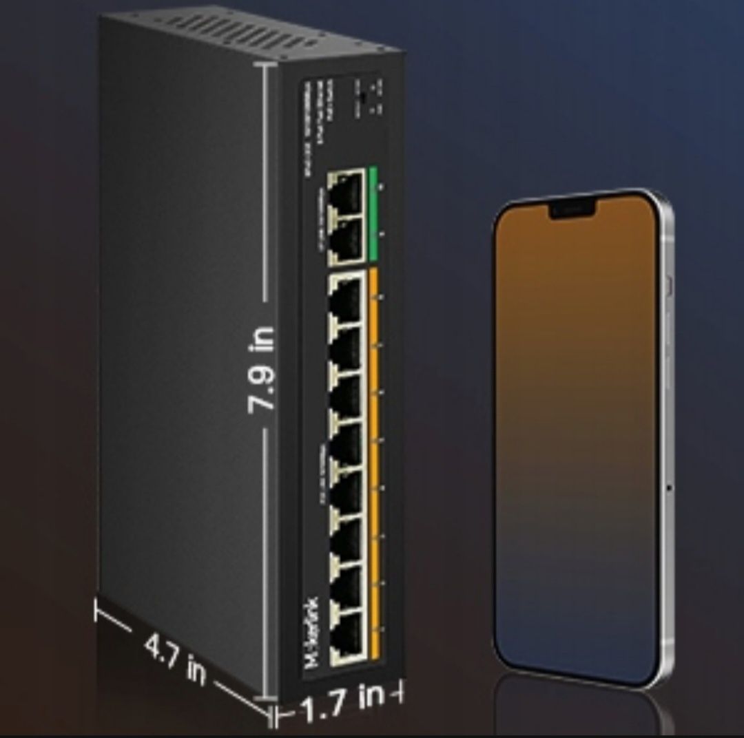 MokerLink 8-portowy przełącznik PoE z 2 portami uplink Port, PoE Plus