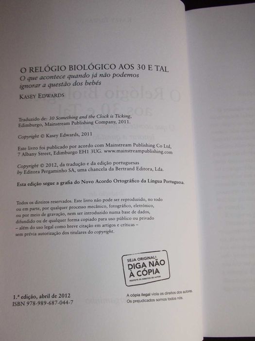 Livro O relógio Biológico aos 30 e tal Kasey Edwards Pergaminho