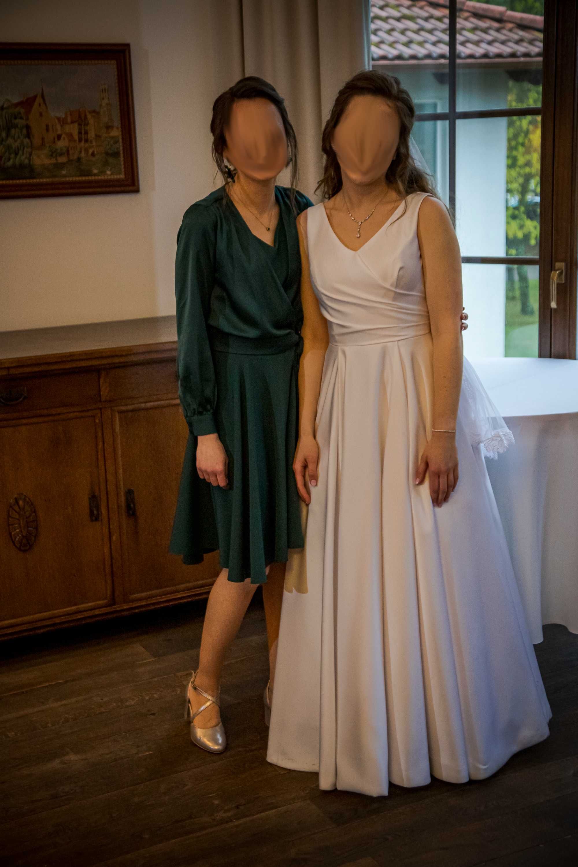 Suknia ślubna z halką i welonem rozmiar 36-38; wzrost 170