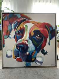 Quadro pintado Cão Colorido