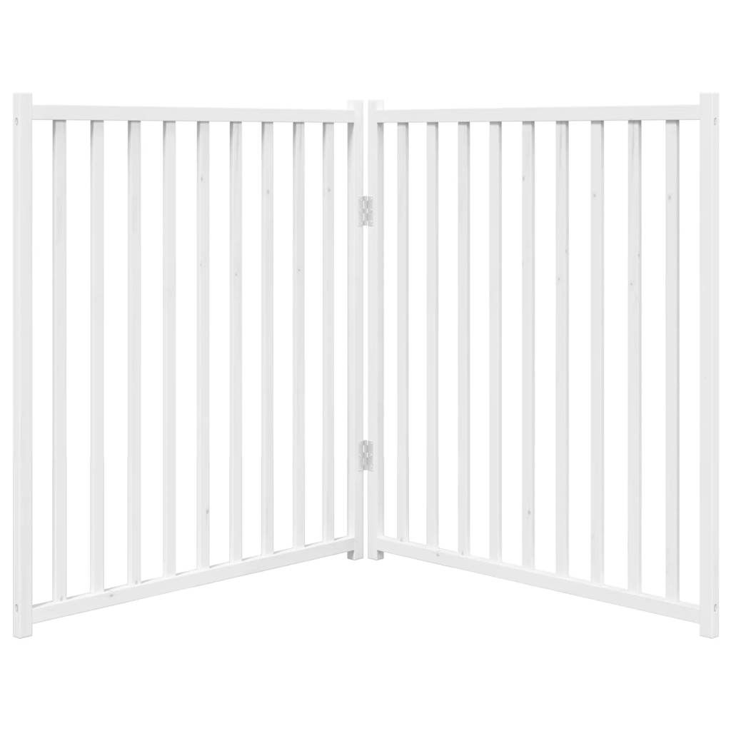 Składana bramka dla psa, 2 panele, biała, 160 cm, drewniana