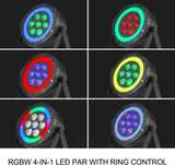 Reflektor Mocny LED PAR 7x10W RGBW + Ring 48 LED Mix kolorów + Pilot