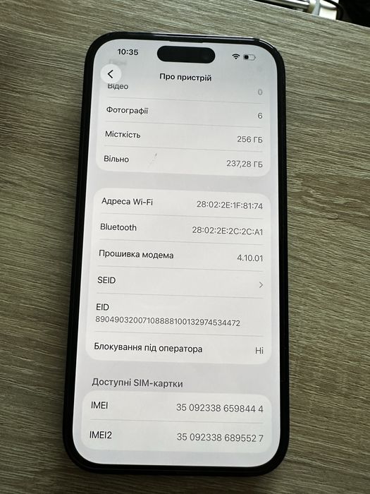 Iphone 14 pro 256Gb e sim