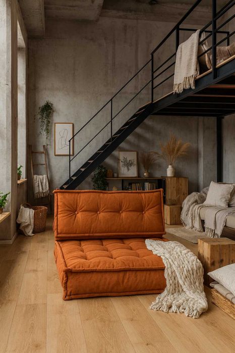 Nowa sofa modułowa poducha siedzisko futon materac z oparciem Ceglany