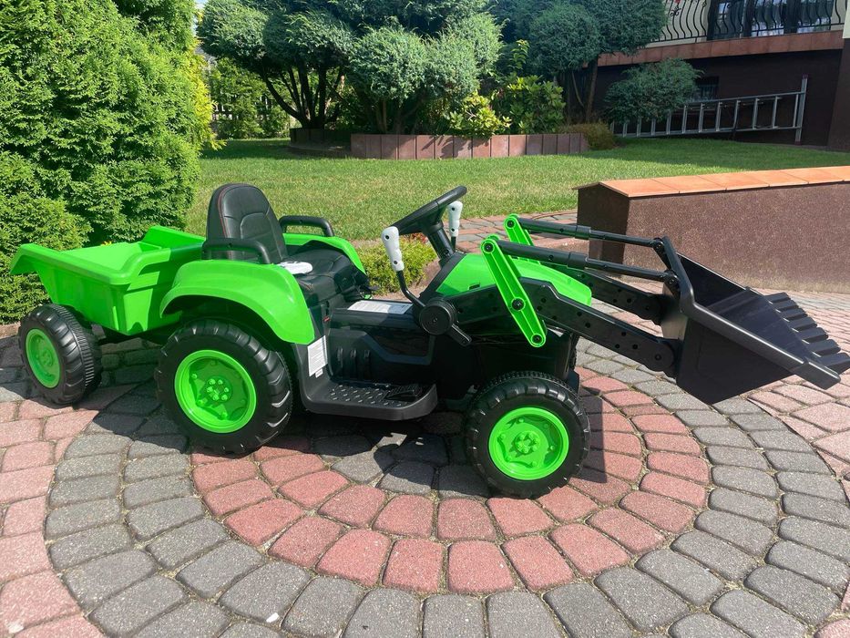 Traktor na akumulator 12V 2x45W z przyczepką i łyżką KOPARKA ciągnik