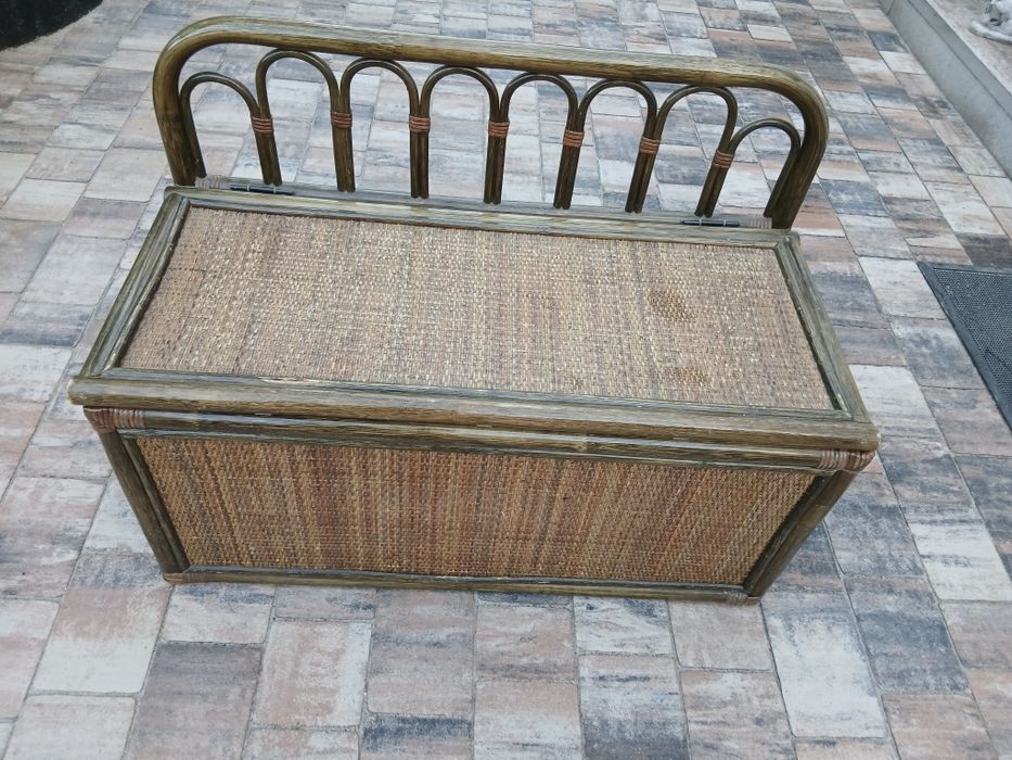 Skrzynia siedzisko z oparciem rattanowa