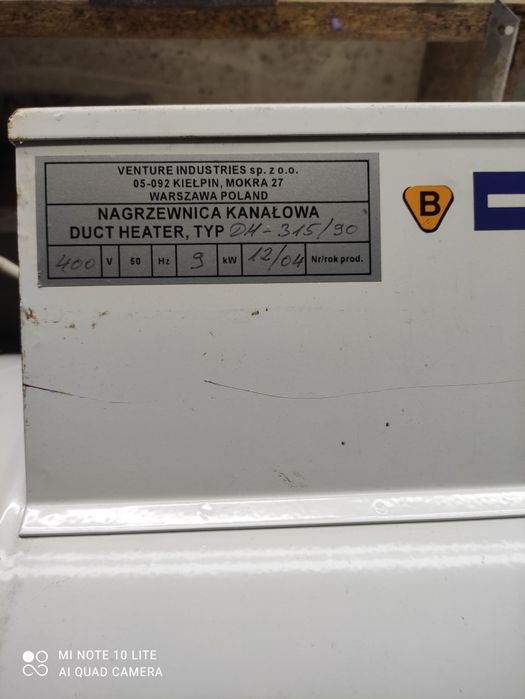 Nagrzewnica elektryczna kanałowa 9kw