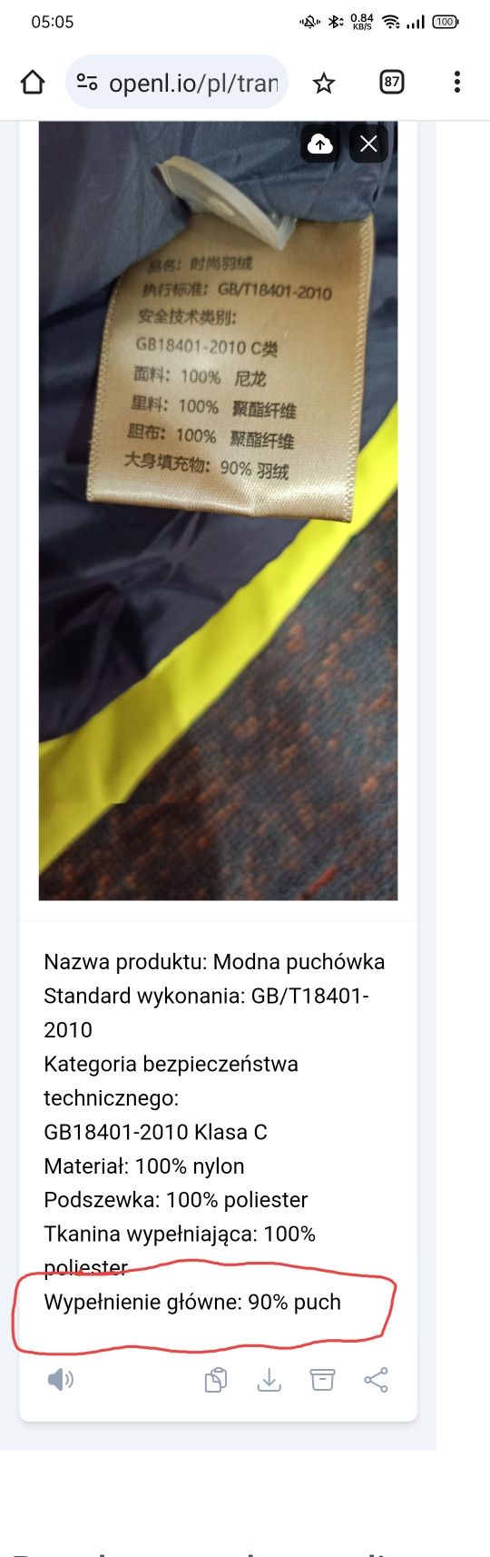 Kurtka puchowa kaczy puch zimowa Jaskrawa Zieleń Roz. L
