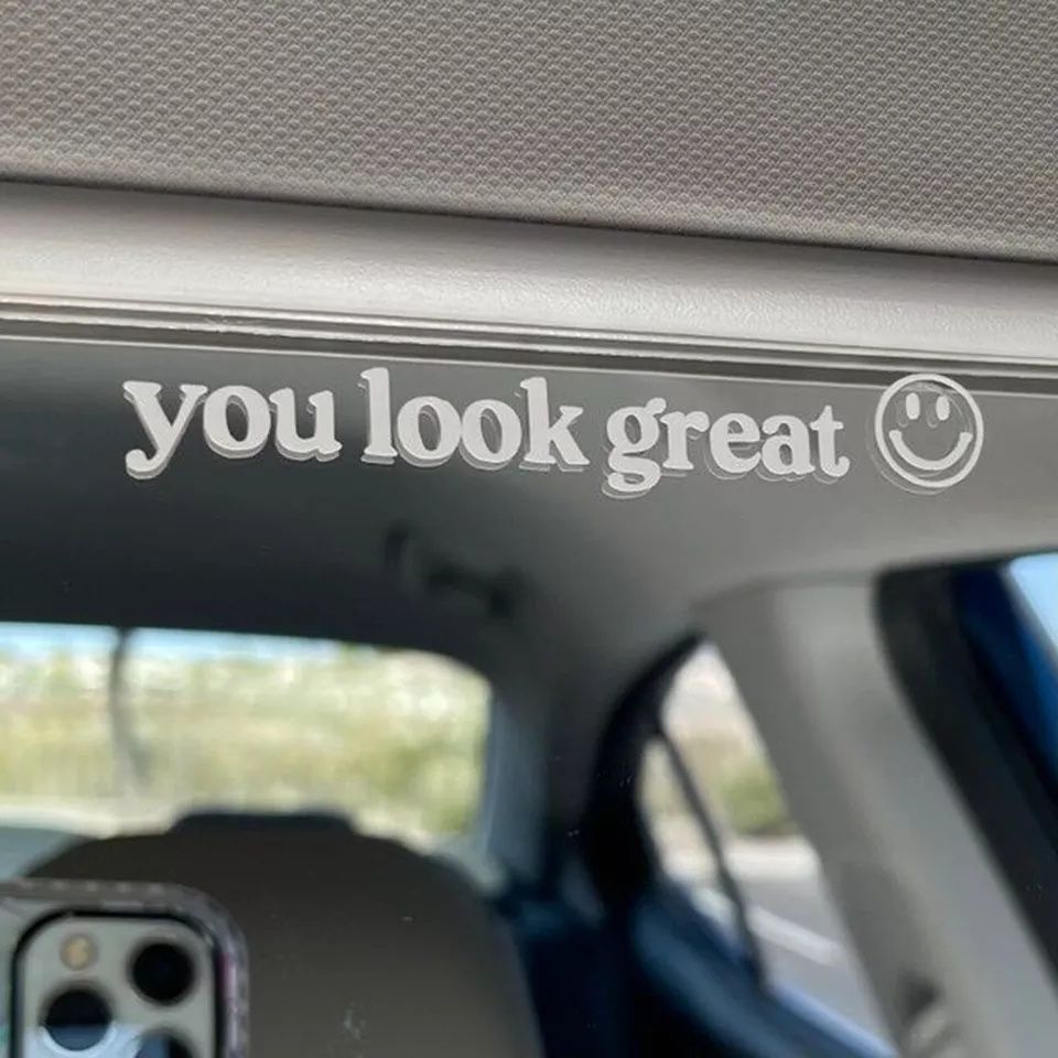 Наклейка на зеркало авто, наклейка надпись You look great