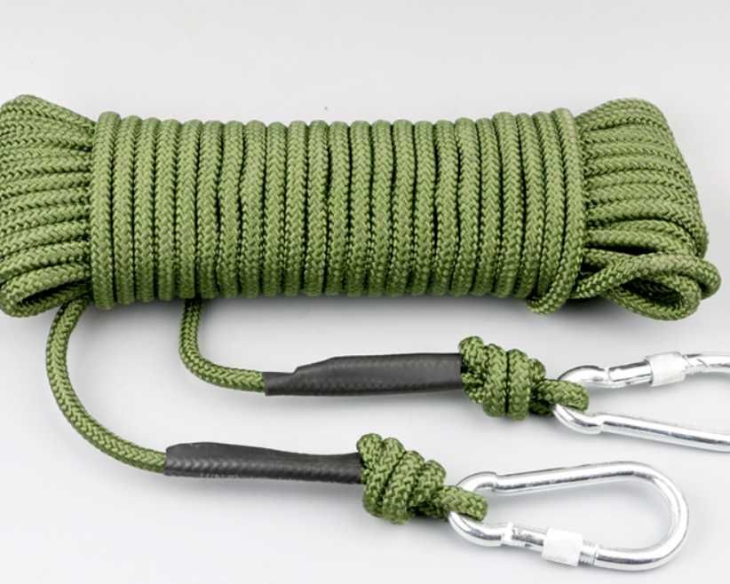 Канат трос веревка 20м с проволочным сердечником + 2 карабина (Green)