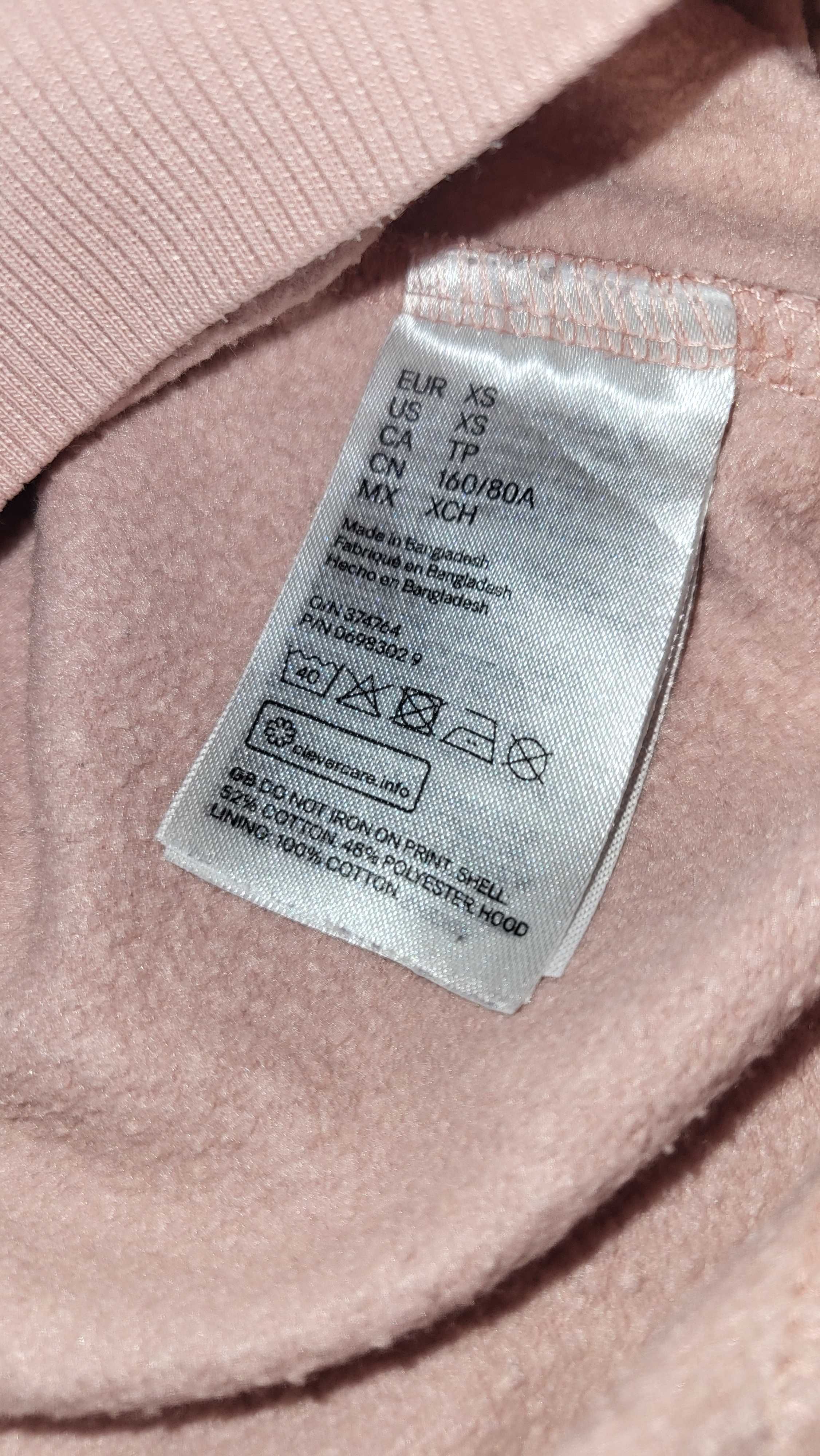 Bluza H&M z kapturem zima XS*160 cm*róż