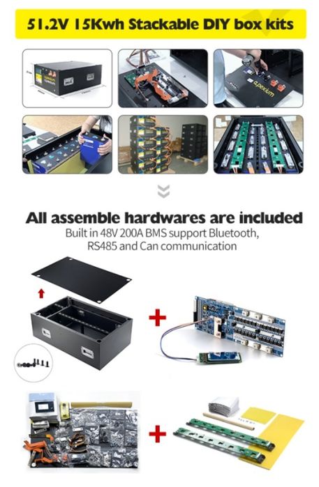 Bateria lítio kit DIY para inversor solar 15Kw 48V