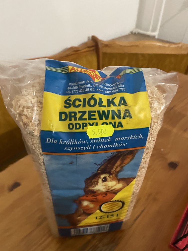 Zestaw klatka do chomika+karma+sciółka drewna