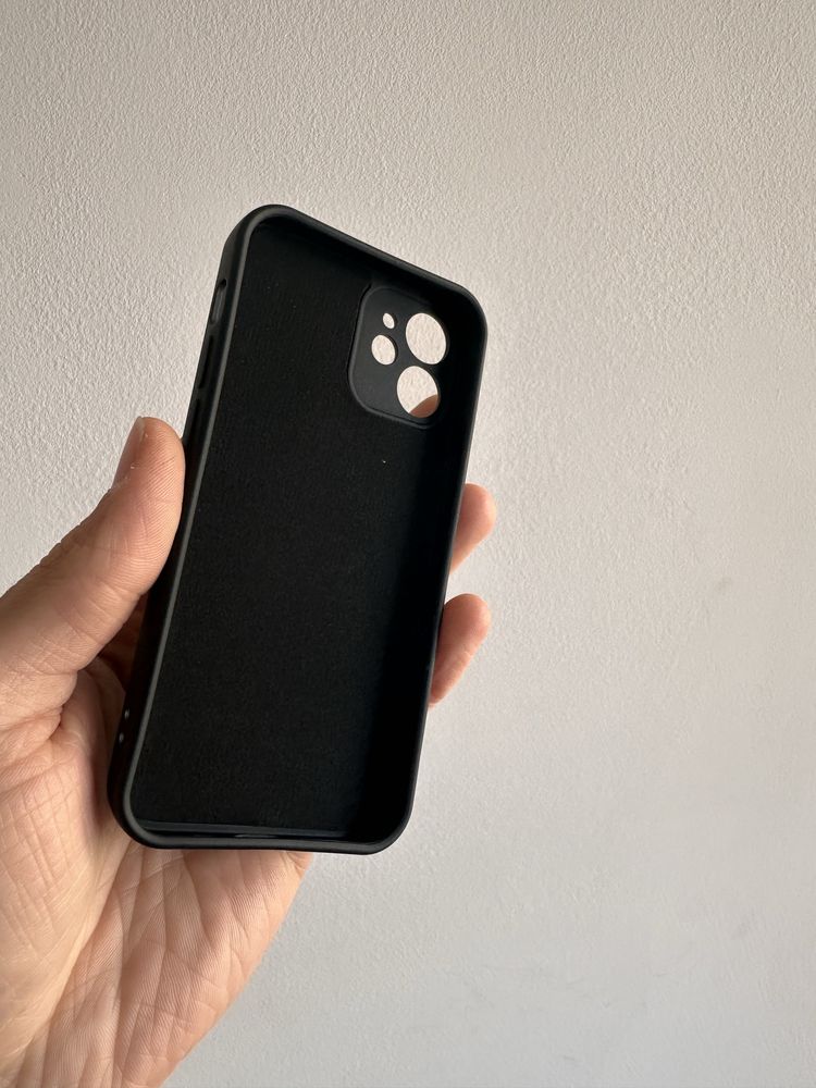 Etui silicon czarne + SZKŁO do IPHONE 12 MINI