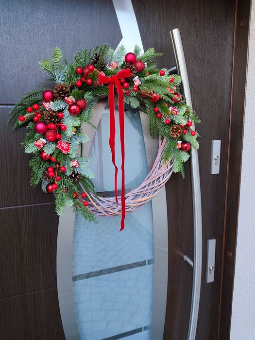 Wieniec na drzwi, ścianę 45 cm, wianek świąteczny, Boże Narodzenie