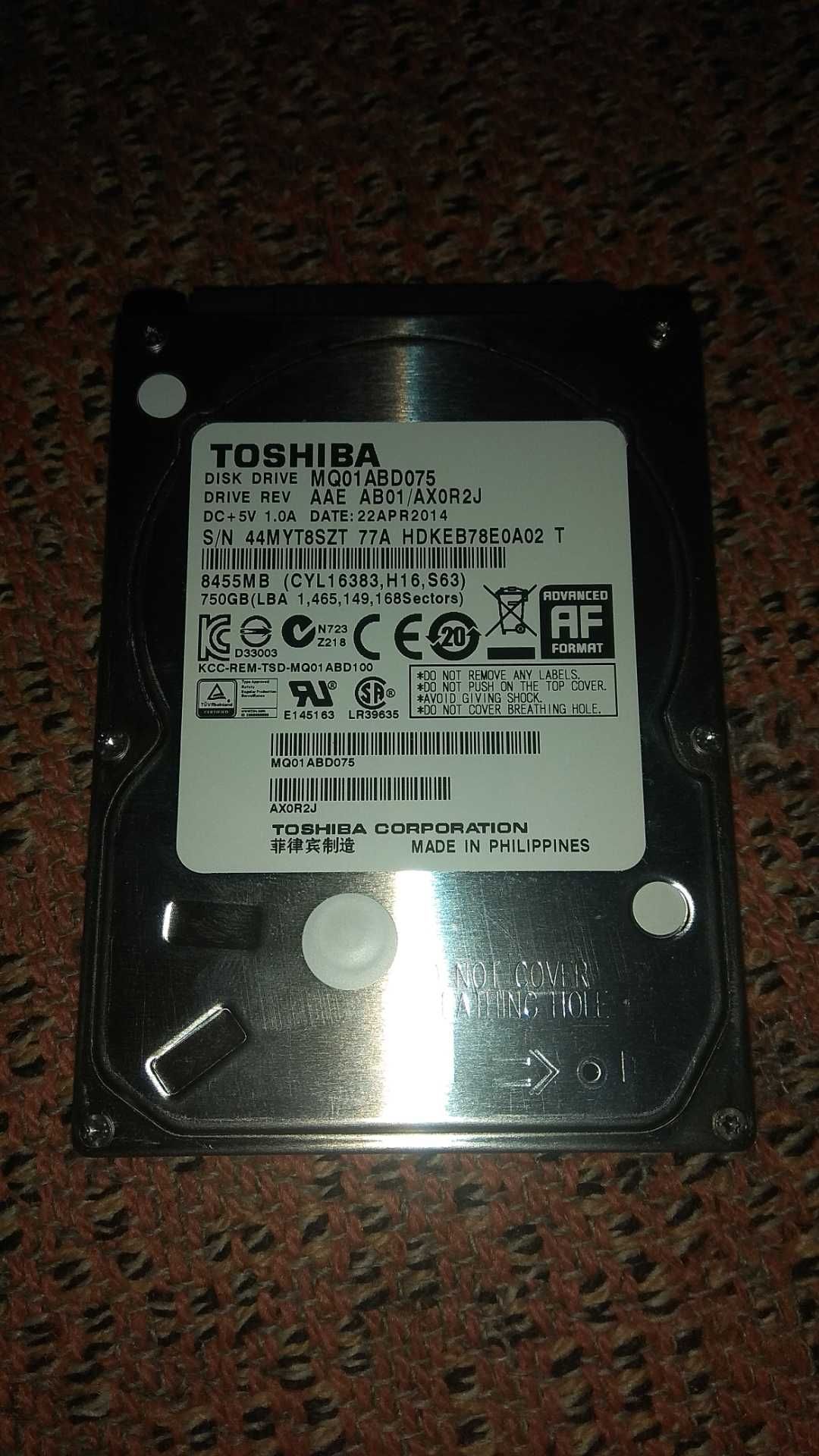 Toshiba 750 Gb в ноут, жёсткий диск