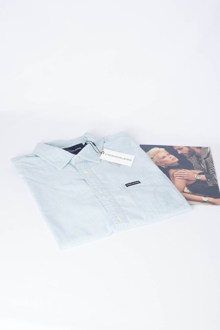 CALVIN KLEIN ОРИГІНАЛ. Сорочка рубашка біла джинсова блакитна L XL