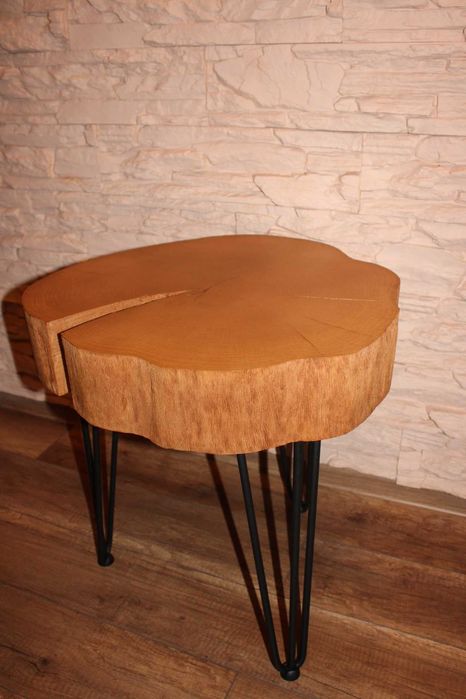 OKAZJA Solidny stolik, kawowy,nocny,50/51 cm,buk,loft,Hairpin legs