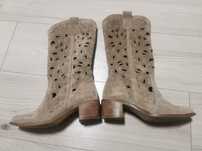 Ażurowe Kozaki Zamszowe Lewski Shoes 3170 Cappucino