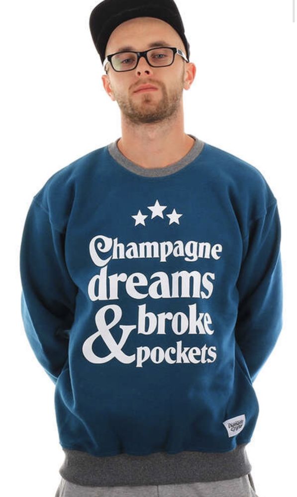 Męska bluza L DIAMANTE Wear Champagne dreams & broke pockets