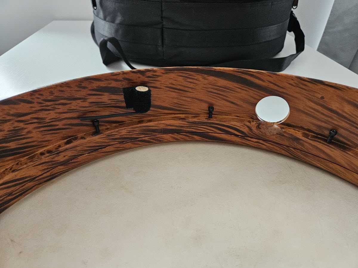 Bęben obręczowy, bendir 18", strojony, skóra naturalna, pokrowiec