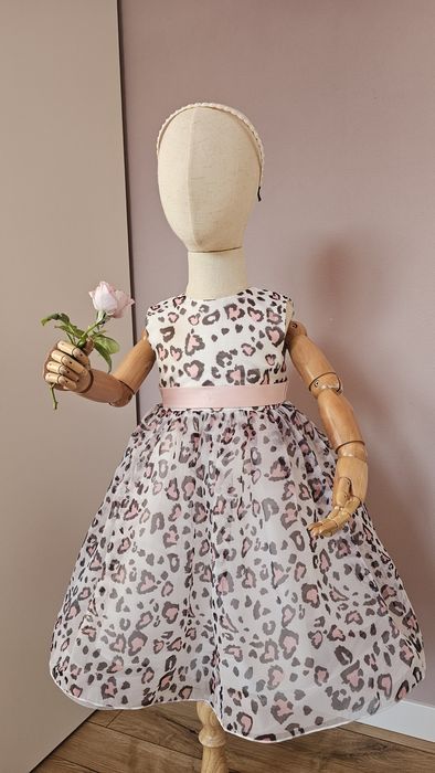 Дитяча пишна біла сукня з сердечками леопардом нарядное платье детское