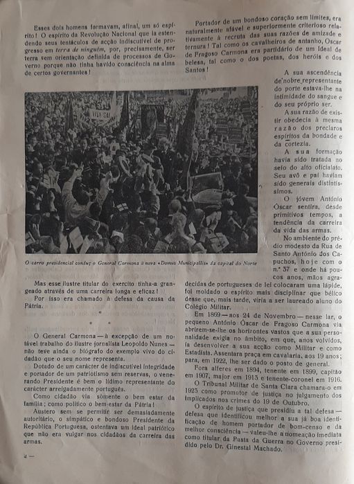 Marechal Óscar Carmona Supremo Magistrado da Nação. Raro
