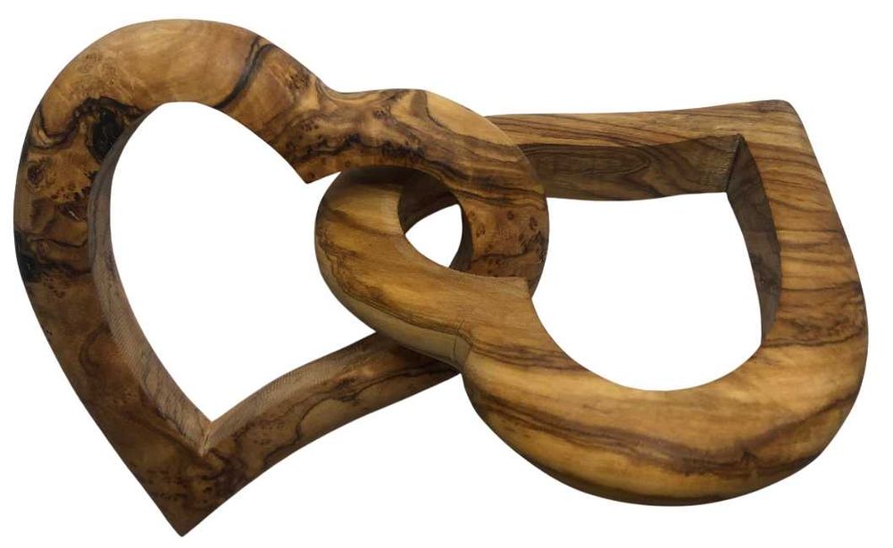 Prezent Na Walentynki Połączone Miłosne Serca Drewno Oliwne PREMIUM