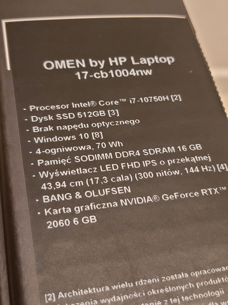 Laptop gamingowy HP OMEN 17-cb1004nw i7/16GB/RTX2060