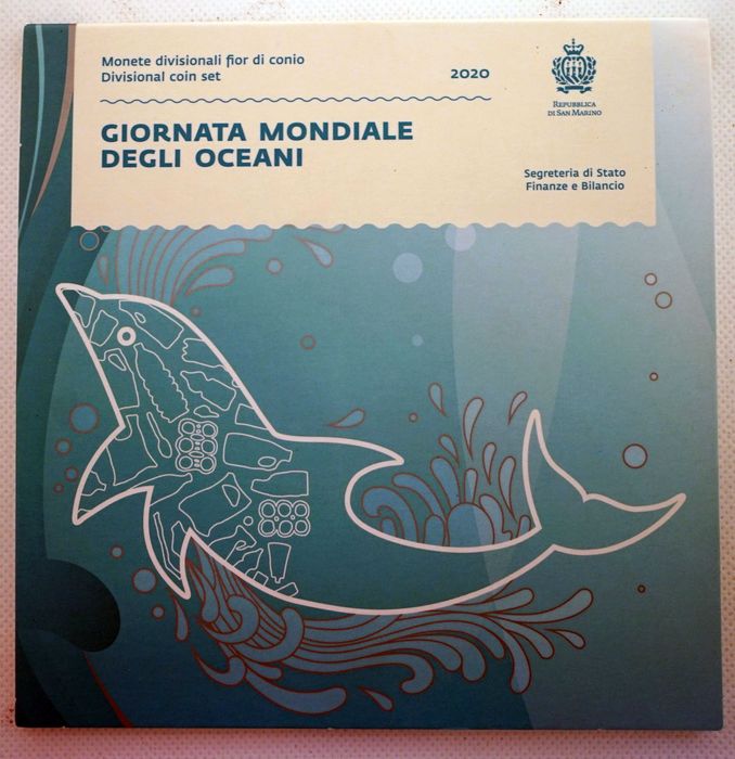 9 Moedas Set San Marino em FDC - Completo 2020 com 5€ Oceani em Prata