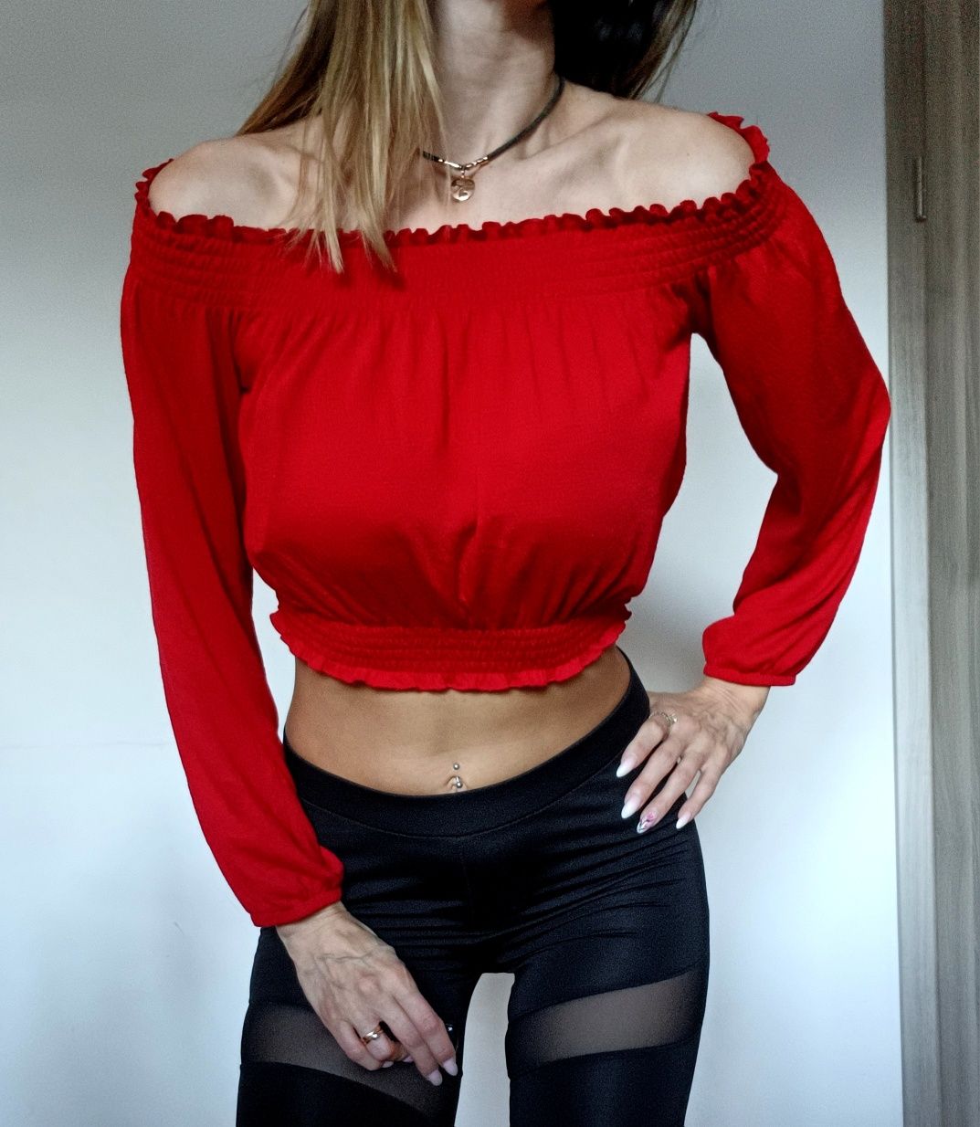 Crop top czerwony H&M S