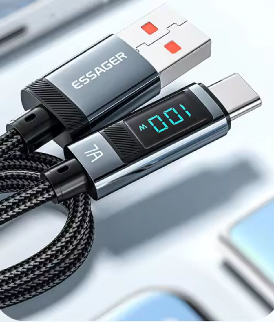 Кабель Type-c/Type-c 100w 7A 2м Usb/Type-c 1м з дисплеєм