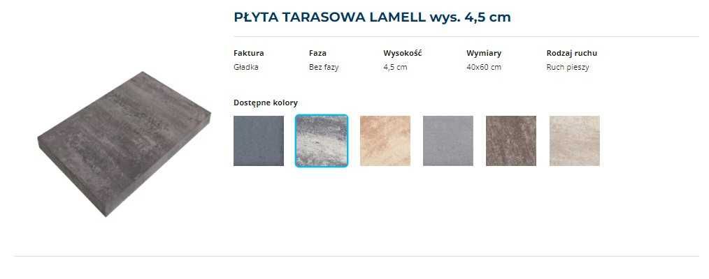 PŁYTA TARASOWA LAMELL 40x60x4,5 cm Polbruk kostka brukowa