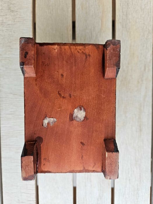 Stara drewniana szkatułka góralska na 2 talie kart