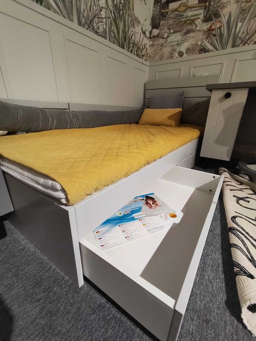 Zestaw mebli - chłopiec/ nastolatek łóżko szafa biurko szare