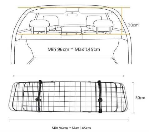 Nobleza Bariera samochodowa dla psa stalowa 96-145x30 cm regulowana