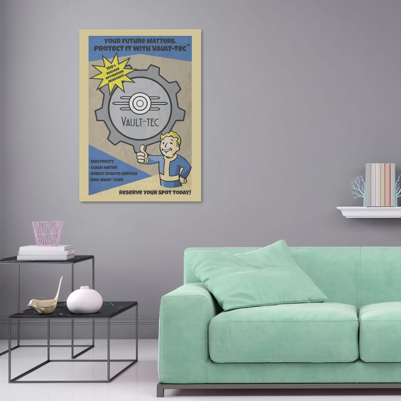 Фоллаут, агит.листівка Vault-Tec, Fallout, постер, картина на полотні