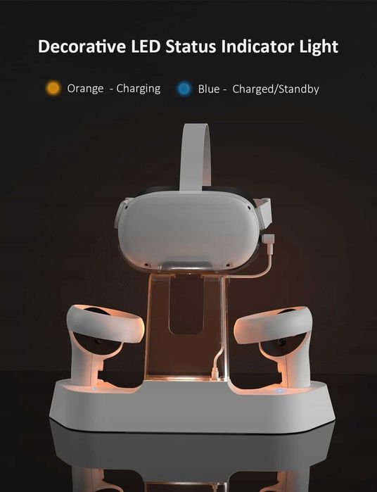Stacja ładująca LED do gogli kontrolerów Oculus Quest VR biała