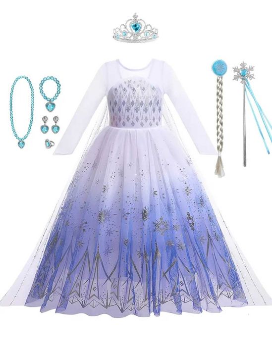 Zestaw XXL! Elsa Elza + akcesoria! r. 110 przebranie bal