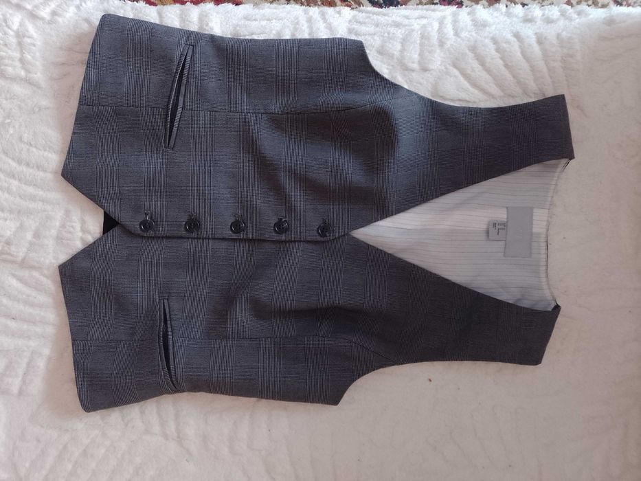(42/XL) H&M/ Biznesowa kamizelka garniturowa z patką z Londynu
