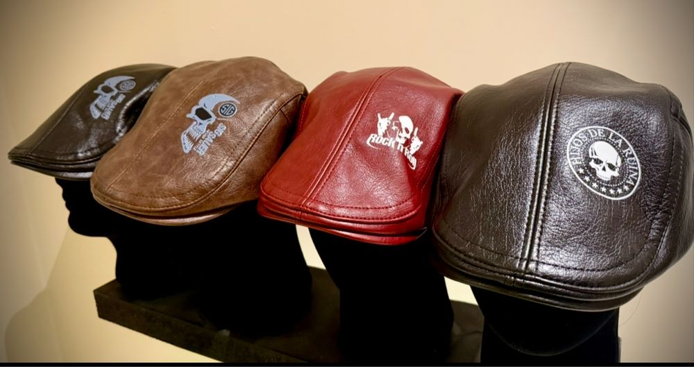 Czapka męska skórzana z daszkiem kaszkiet