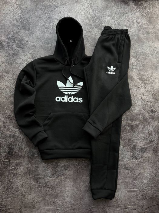 Костюм чоловічий теплий на флісі штани і худі Аді 2 кольори сірий/чорн