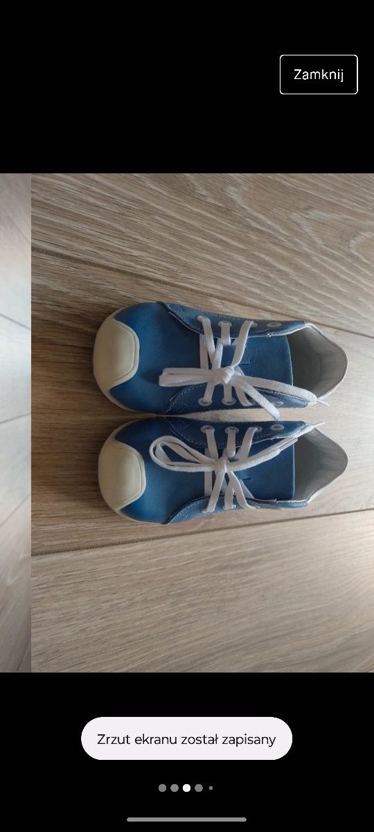 NOWE biało niebieskie buty emel granatowe sznurowane buciki niemowlęce