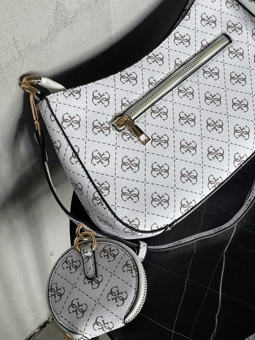 Сумка женская Guess Noelle багет 2 в 1 Гесс через плече черная