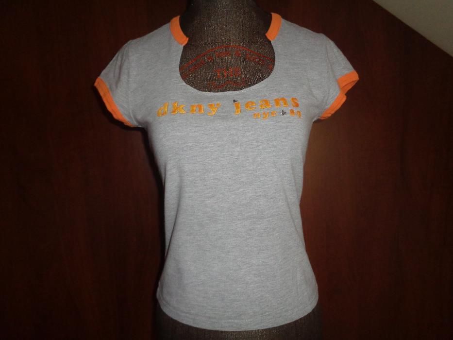 DKNY JEANS Donna Karan New York - szara koszulka bluzka tshirt r. M