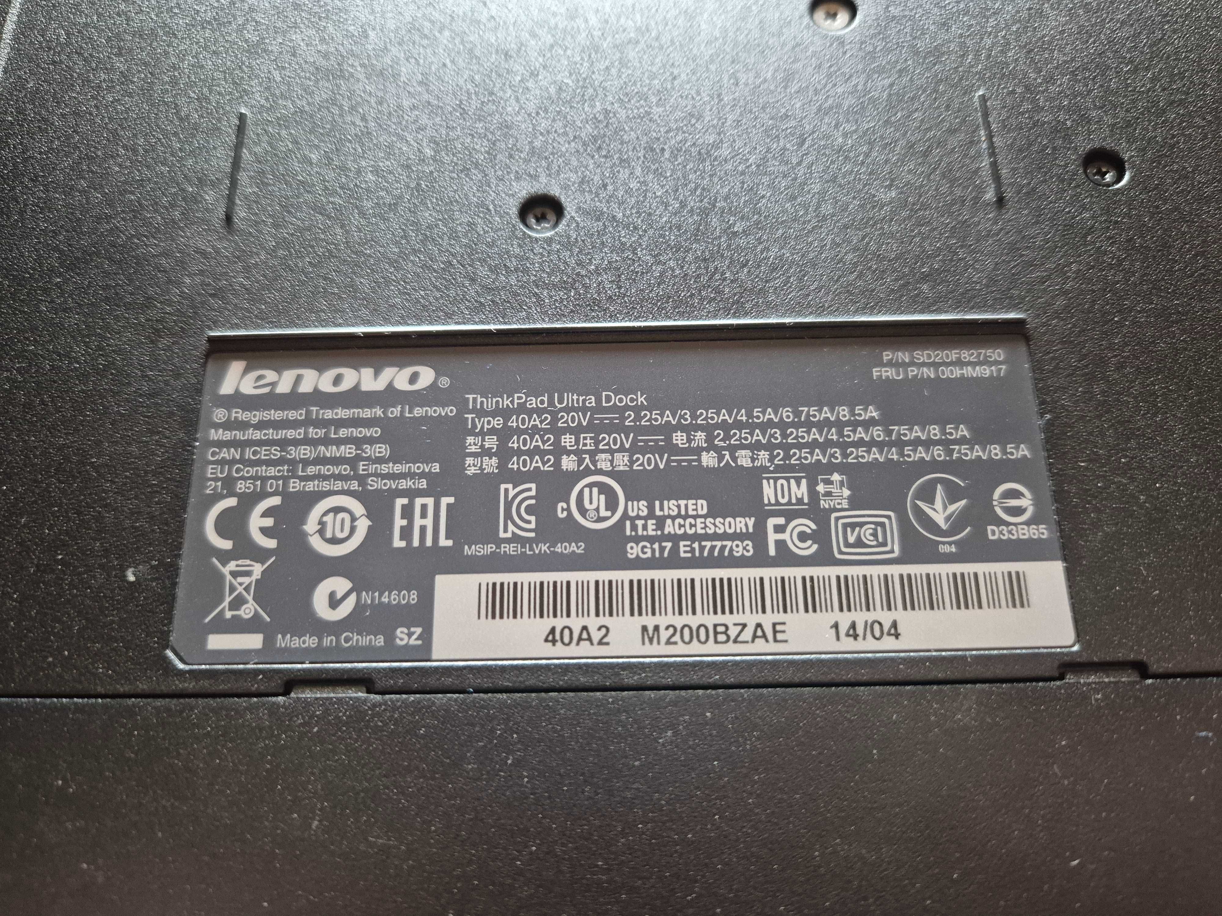 Stacja dokująca Lenovo ThinkPad Ultra Dock 40A2 + zasilacz Lenovo 135W